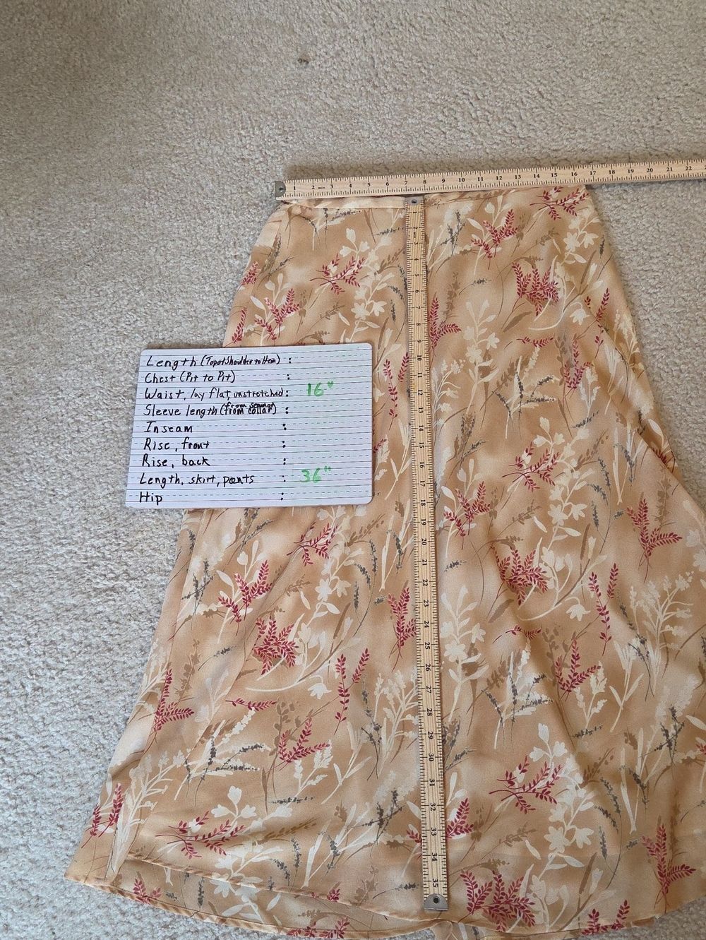 Freeport Studio Beige Fall Floral A-Line Women's Skirt - Midi Size L Large - Picture 6 of 6